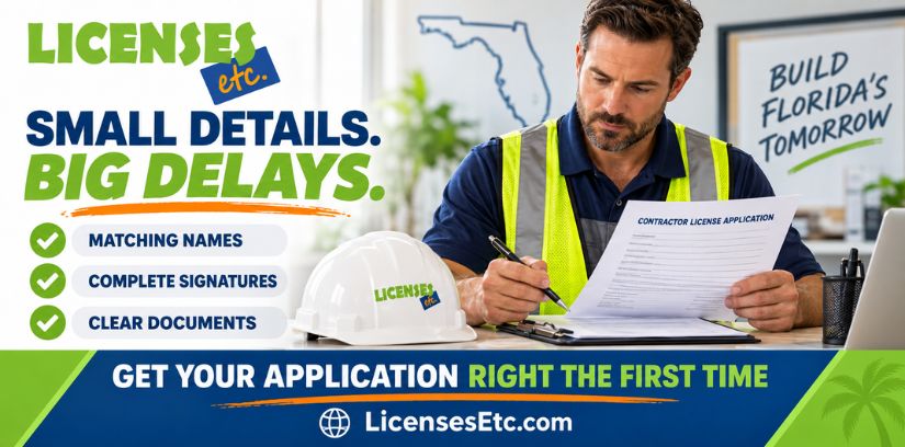 Florida contractor reviewing an application to avoid licensing mistakes and delays