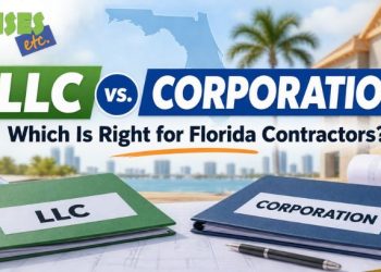 Florida contractor comparing an LLC and corporation business structure
